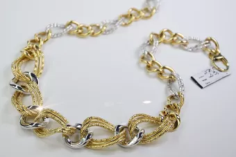 Russian rose pink USSR soviet Italian yellow gold necklace chain