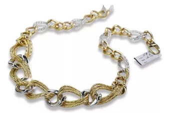 Gelb-weiße italienische Halskette aus 14-karätigem Gold cfc028yw