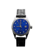 Zegarek damski z białego złota 14k Geneve lw078wdblz z niebieską tarczą