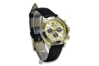 Gold men's watch Geneve ★ zlotychlopak.pl ★ Gold purity 585 333 Low Price!