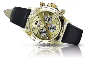 Gold men's watch Geneve ★ zlotychlopak.pl ★ Gold purity 585 333 Low Price!