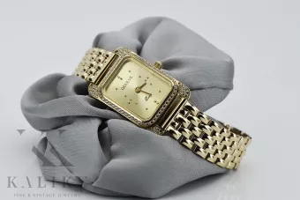 Χρυσό ρολόι με γυναικείο βραχιόλι 14k Geneve lw054ydg&lbw004y 17cm