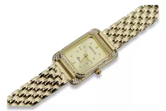 Χρυσό ρολόι με γυναικείο βραχιόλι 14k Geneve lw054ydg&lbw004y 17cm