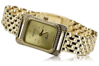 copie de galben 14k 585 aur Lady Geneve ceas de mână lw054ydg&lbw004y