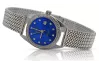 Zegarek damski z białego złota 14k 585 Geneve z niebieską tarczą lw078wdblz&lbw003w