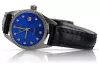 Blanca dama de oro de 14k Geneve reloj azul esfera lw078wdblz