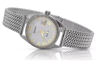 Wellow 14k 585 aur ceas de mână pentru femeie ceas Geneve cu cadran perlat lw078wdpr&lbw003w