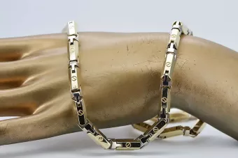 Gelbe 14-Karat-585-Massivgold-EINZIGARTIGE Hammerkette cc011yw