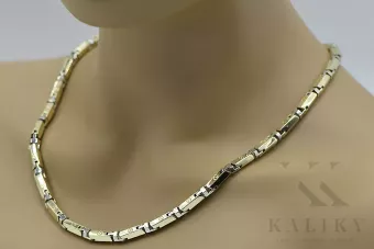 Gelbe 14-Karat-585-Massivgold-EINZIGARTIGE Hammerkette cc011yw