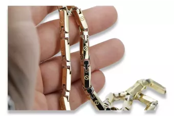 Gelbe 14-Karat-585-Massivgold-EINZIGARTIGE Hammerkette cc011yw