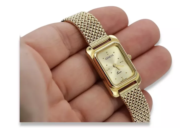 Złoty zegarek z bransoletą damską 14k Geneve lw003ydg&lbw003y