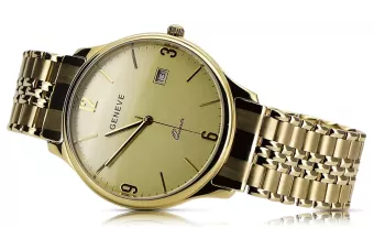 Goldene Herrenuhr Geneve ★ zlotychlopak.pl ★ Gold Reinheit 585 333 Niedriger Preis!