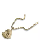 Medallón de la Madre de Dios y cadena Corda Figaro de oro de 14 k pm004yS&cc004y55