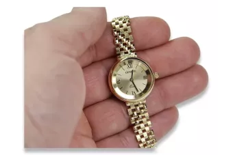 Goldene Damenuhr ★ zlotychlopak.pl ★ Gold Reinheit 585 333 Niedriger Preis!