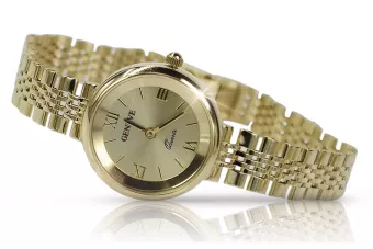 Италиански жълт 14k 585 злато дама Geneve часовник lw009y