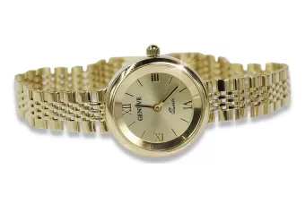 Italienische gelbe Damenuhr Geneve aus 14 Karat 585er Gold lw009y