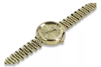 Italienische gelbe Damenuhr Geneve aus 14 Karat 585er Gold lw009y