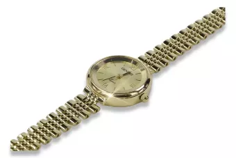 Italienische gelbe Damenuhr Geneve aus 14 Karat 585er Gold lw009y