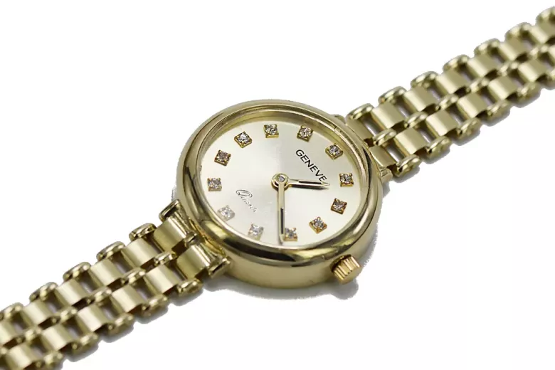 Италиански жълт 14k злато 585 дама Geneve часовник lw041y