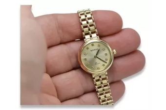 Італійське жовте 14k золото 585 леді Женева годинник lw041y