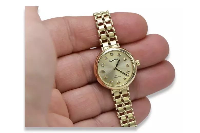 Prześliczny 14k 585 złoty damski zegarek lw041y