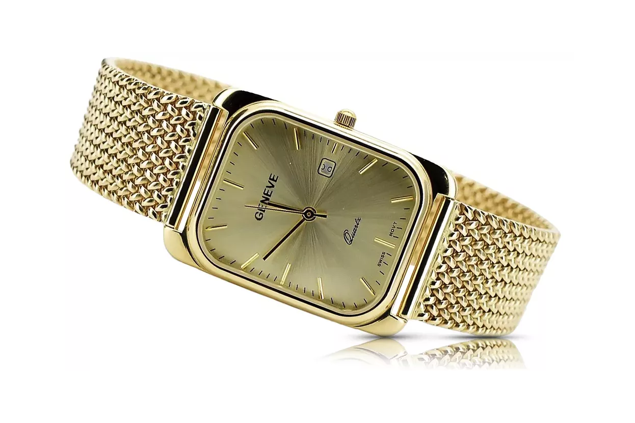 14k Gold Herren Rechteckige Uhr, mw001ydy&mbw021y