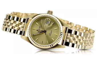 Жълт 14k 585 златен Дамски ръчен часовник Geneve lw020ydy&lbw008y