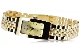 Amarillo 14k 585 oro Lady Reloj de pulsera Geneve lw090y