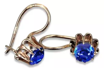 Vintage silver rose gold plated 925 sapphire earrings vec092rp Russian Soviet style