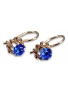 Vintage silver rose gold plated 925 sapphire earrings vec092rp Russian Soviet style