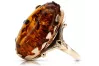 Rose pink 14k 585 gold amber ring vrab052r Russian Soviet Vintage jewelry style