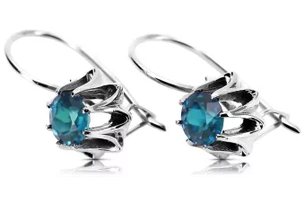 Ασημένια ακουστικά 925 με Aquamarine vec092s Vintage