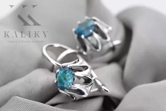 Ασημένια ακουστικά 925 με Aquamarine vec092s Vintage