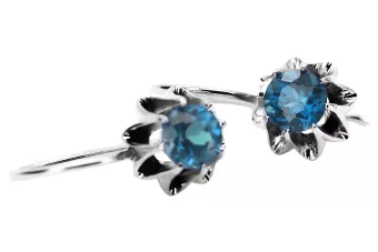 Ασημένια ακουστικά 925 με Aquamarine vec092s Vintage