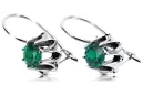 Vintage 925 Silver emerald earrings vec092s Russian Soviet style