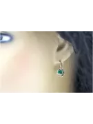 Vintage 925 Silver emerald earrings vec092s Russian Soviet style