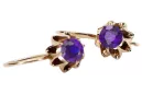 Rose pink 14k 585 gold alexandrite earrings vec092 Vintage Russian Soviet style