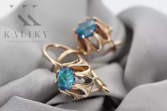 Κουδούνια από ροζ κόκκινο 14k χρυσό 585 με ενυδρείο vec092 Vintage