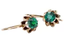 Rose pink 14k 585 gold emerald earrings vec092 Vintage Russian Soviet style