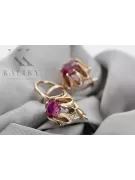 Рожеві сережки з рубіном із золота 14 карат 585 проби vec092 Вінтаж у російському радянському стилі
