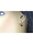 Rose pink 14k 585 gold ruby earrings vec092 Vintage Russian Soviet style