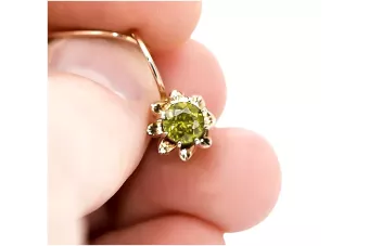Ροζ-κόκκινα σκουλαρίκια 14k χρυσού 585 με περιδότο vec092 Vintage