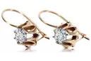 Rose pink 14k 585 gold zircon earrings vec092 Vintage Russian Soviet style