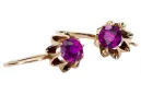 Vintage silver rose gold plated 925 amethyst earrings vec092rp Russian Soviet style