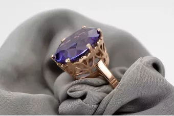 Ρωσικό Ρωσικό τριαντάφυλλο 14k 585 χρυσό αλεξανδρίτη ρουμπίνι σμαραγδιού σαπρίτη ζιρκόν δαχτυλίδι vrc189