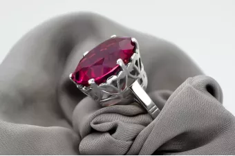 Silver 925 Ruby Ring Vintage Oval Polish