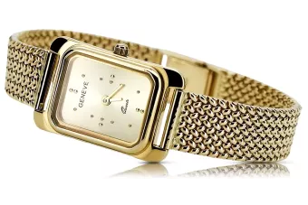 Жовте 14k золото 585 проби Жіночий наручний годинник Geneve lw003ydg&lbw003y