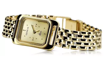 Reloj de pulsera para mujer de oro amarillo 585 de 14 quilates Geneve lw003ydg&lbw004y