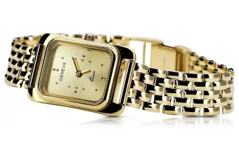Χρυσό γυναικείο ρολόι με βραχιόλι 14k Geneve lw003ydg&lbw004y