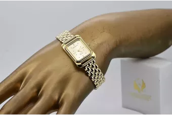 Χρυσό γυναικείο ρολόι με βραχιόλι 14k Geneve lw003ydg&lbw004y